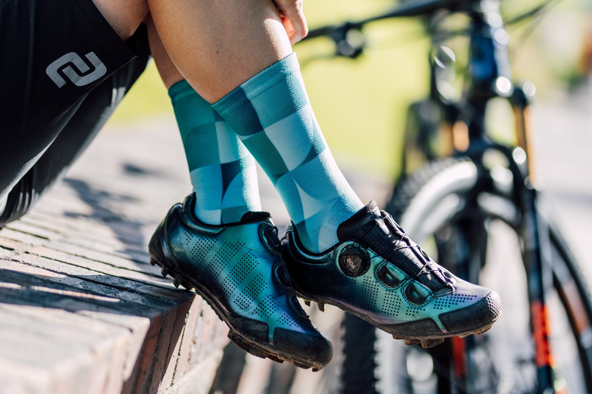 Solid Turquoise Crew Socks
