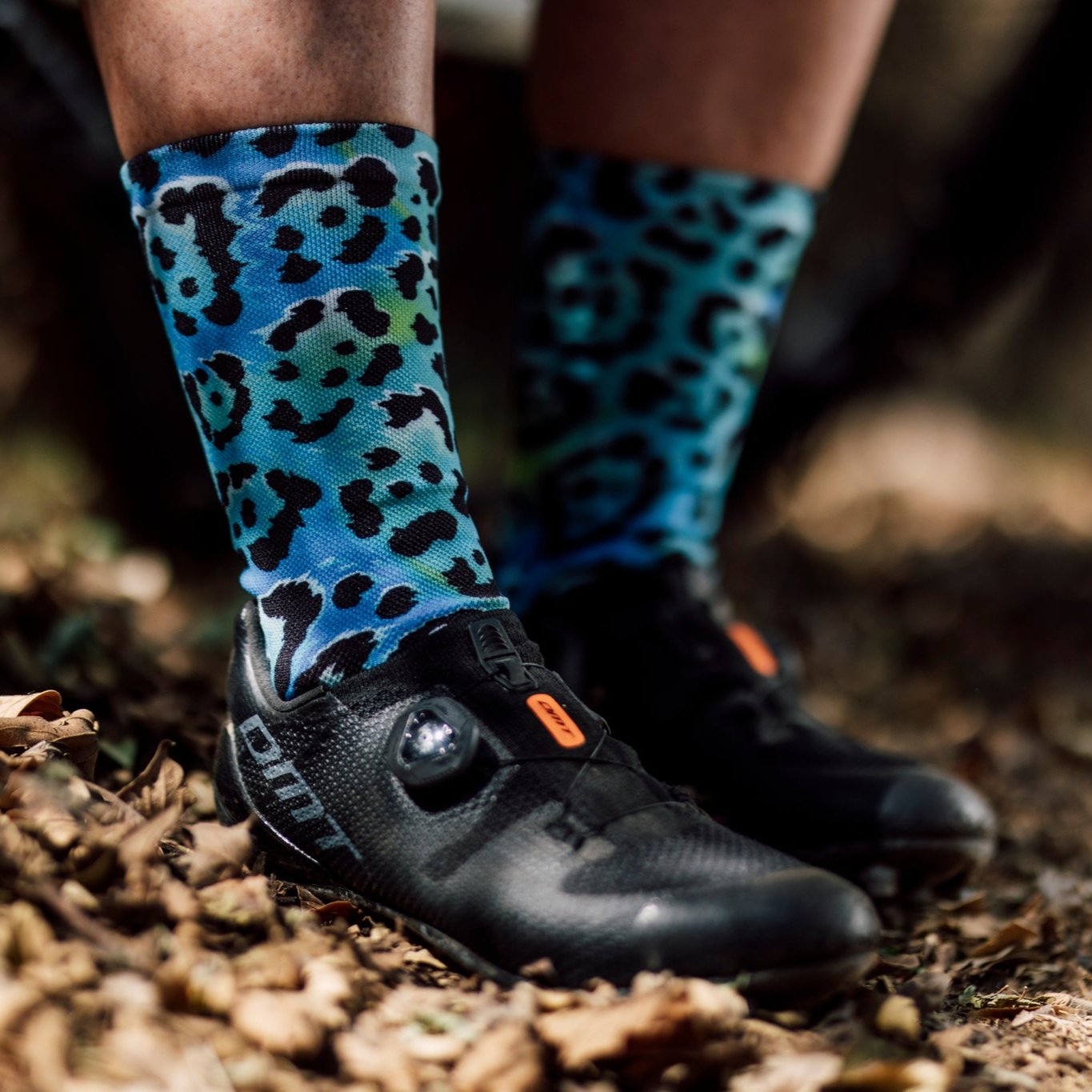 Electric Leopard Blue Crew Socks