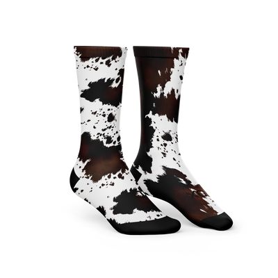 Cow Print Crew Socks
