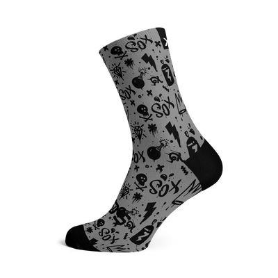 Doodle Grey Crew Socks