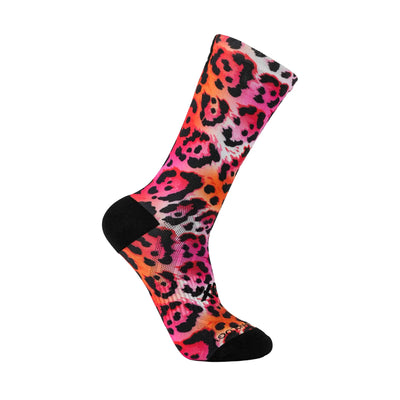 Electric Leopard Pink Crew Socks