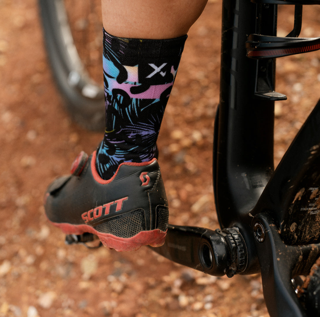 Pastel Black Crew Socks
