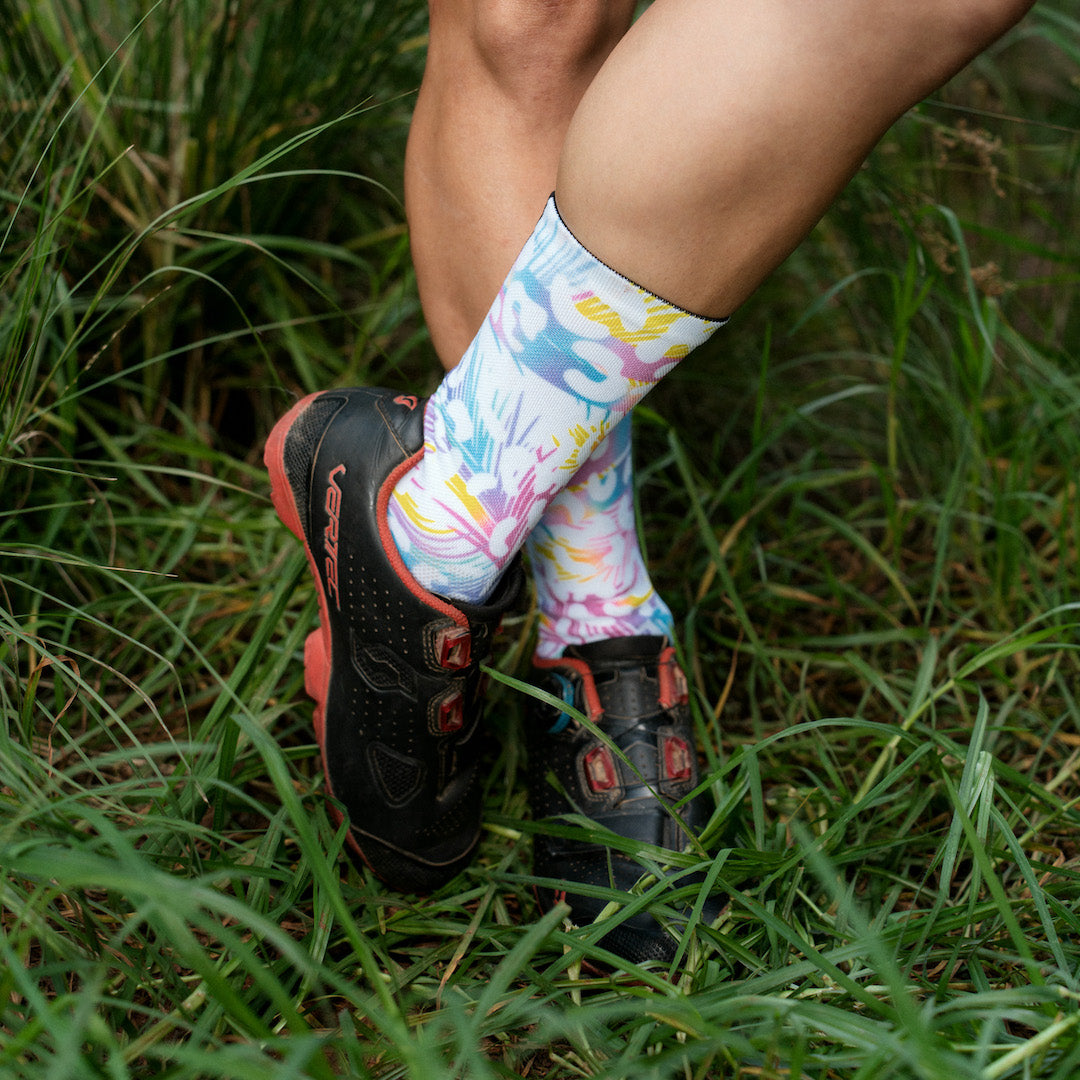 Pastel White Crew Socks