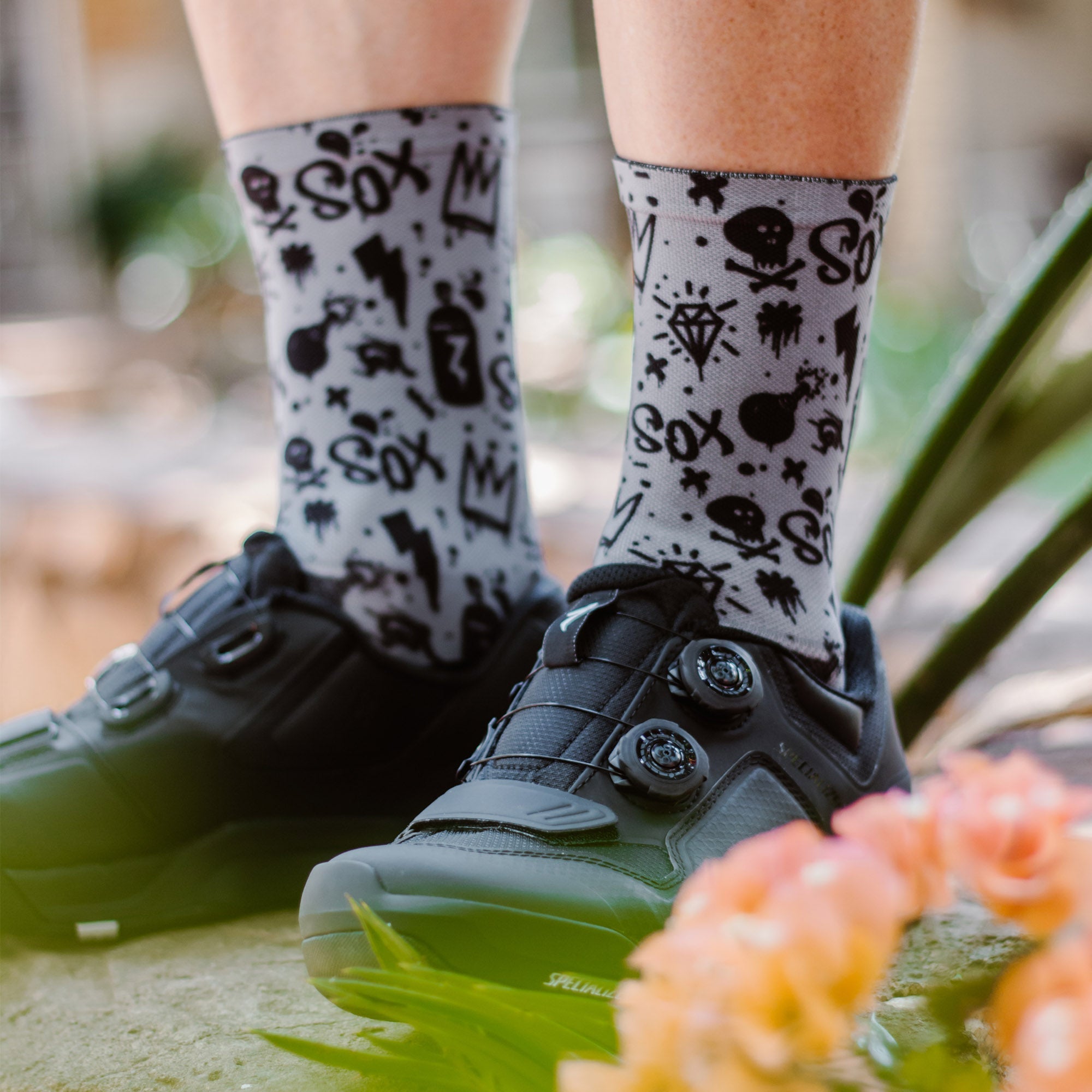 Doodle Grey Crew Socks