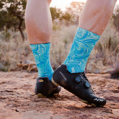 Marble Blue Crew Socks