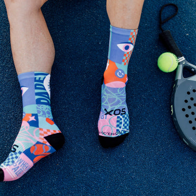 Blocks Pink Padel Crew Socks