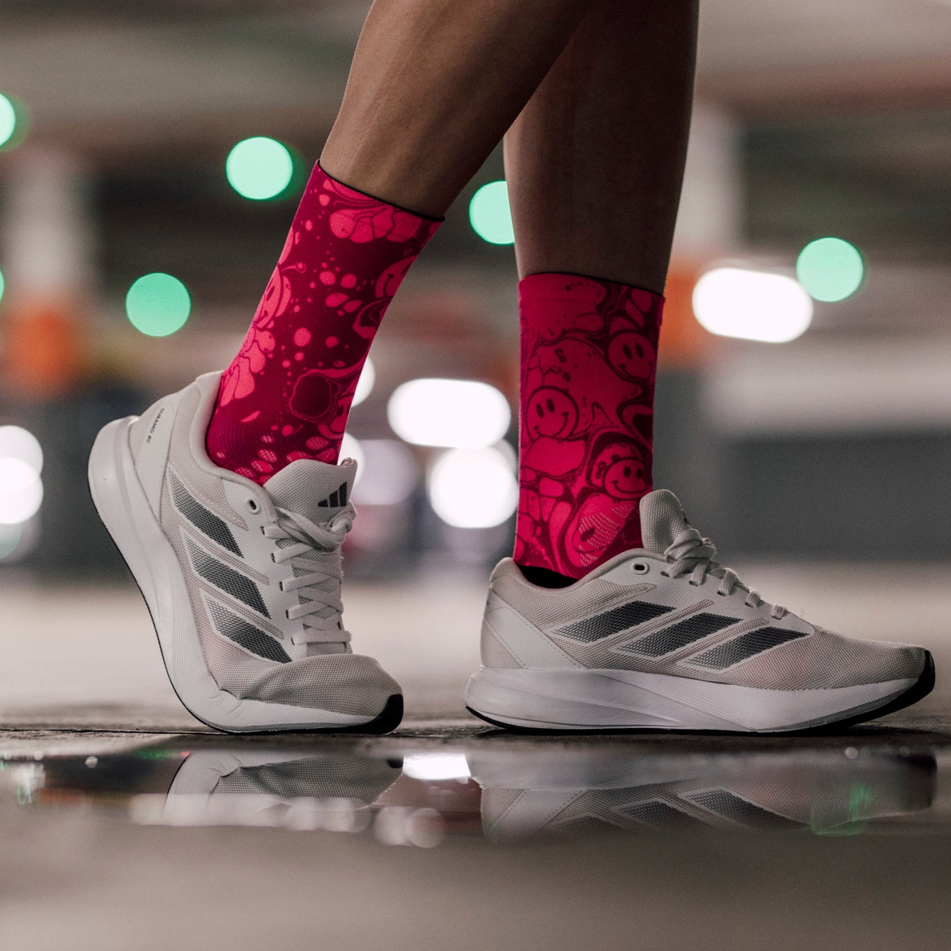 Neon Slide Pink Crew Socks