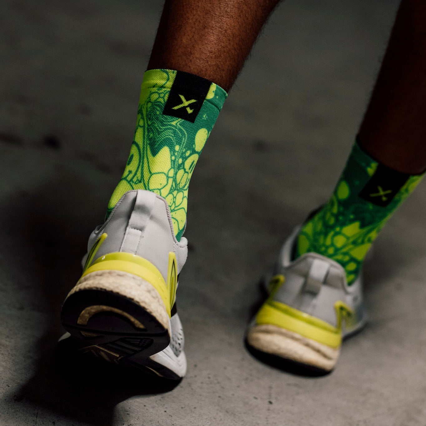 Neon Slide Yellow Crew Socks
