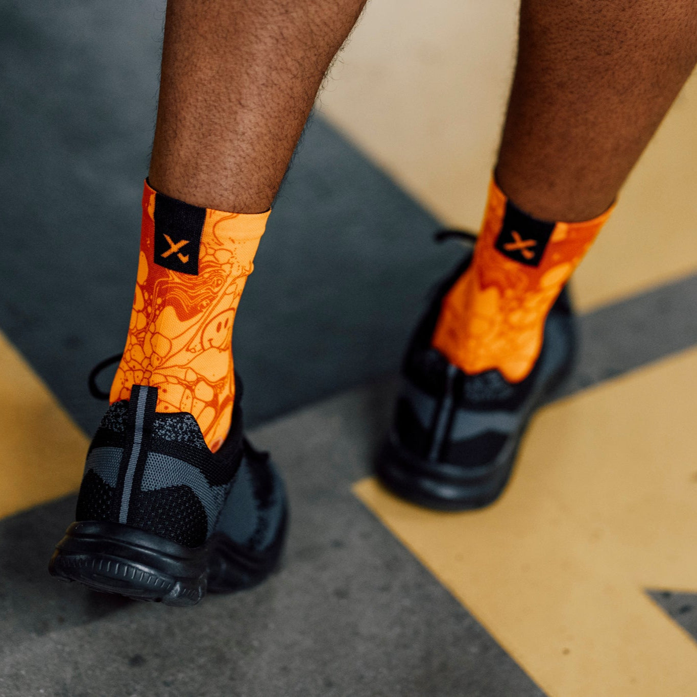 Neon Slide Orange Crew Socks