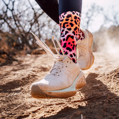 Electric Leopard Pink Crew Socks